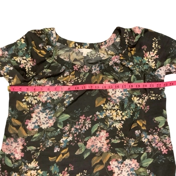 LC Lauren Conrad Pink & Black Floral Blouse Relaxed Style/ Size L - Picture 8 of 11